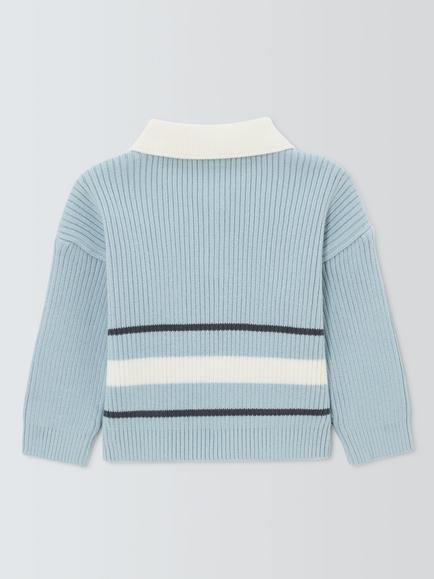 John Lewis Baby Revere Collar Jumper, Blue - view 2, Blue