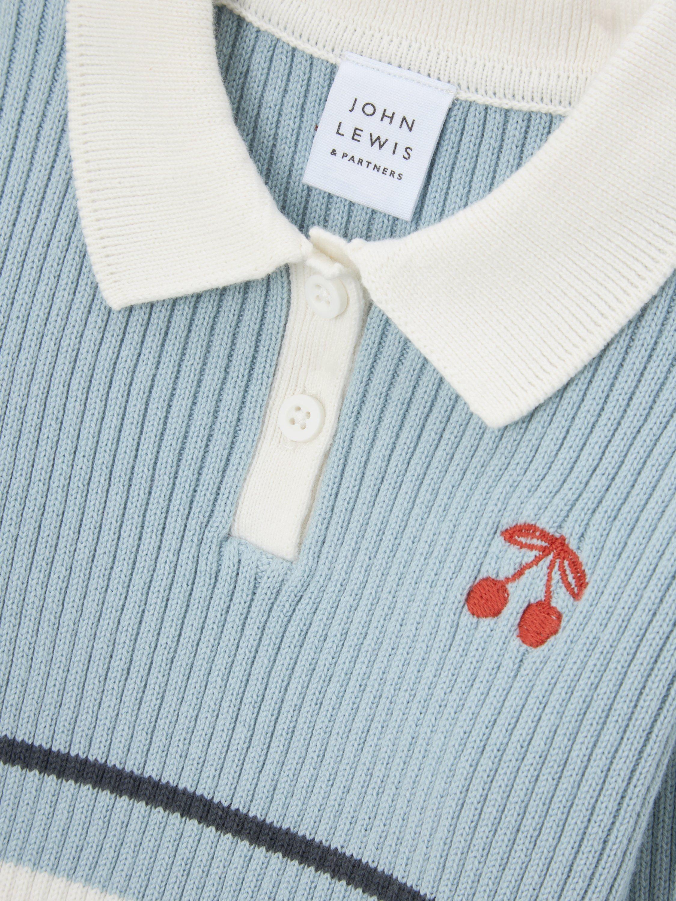 Product image 3 of 3, which shows John Lewis Baby Revere Collar Jumper, Blue, 0-3 months