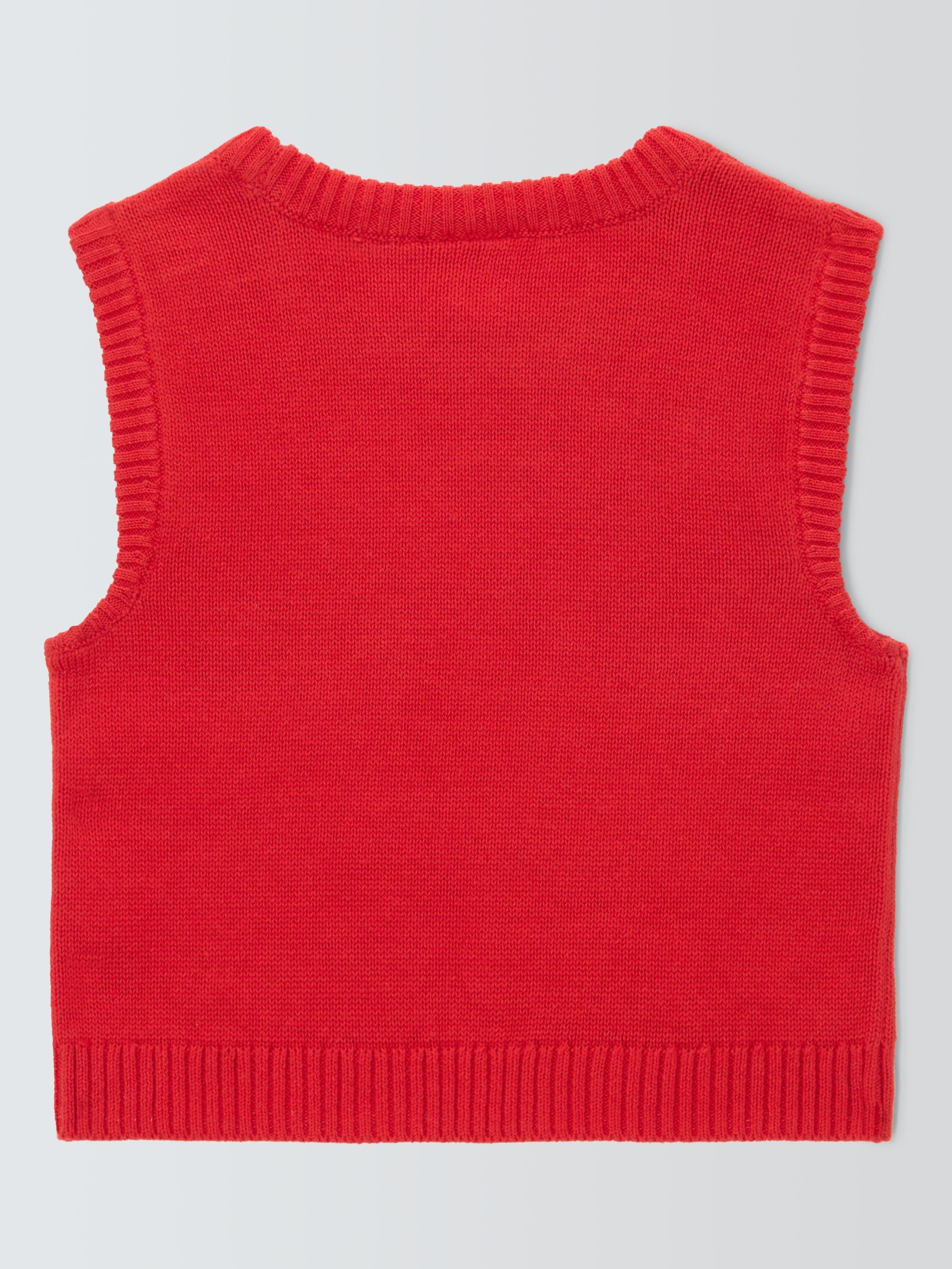 Product image 2 of 3, which shows John Lewis Baby Heart Knitted Vest, Red, 0-3 months