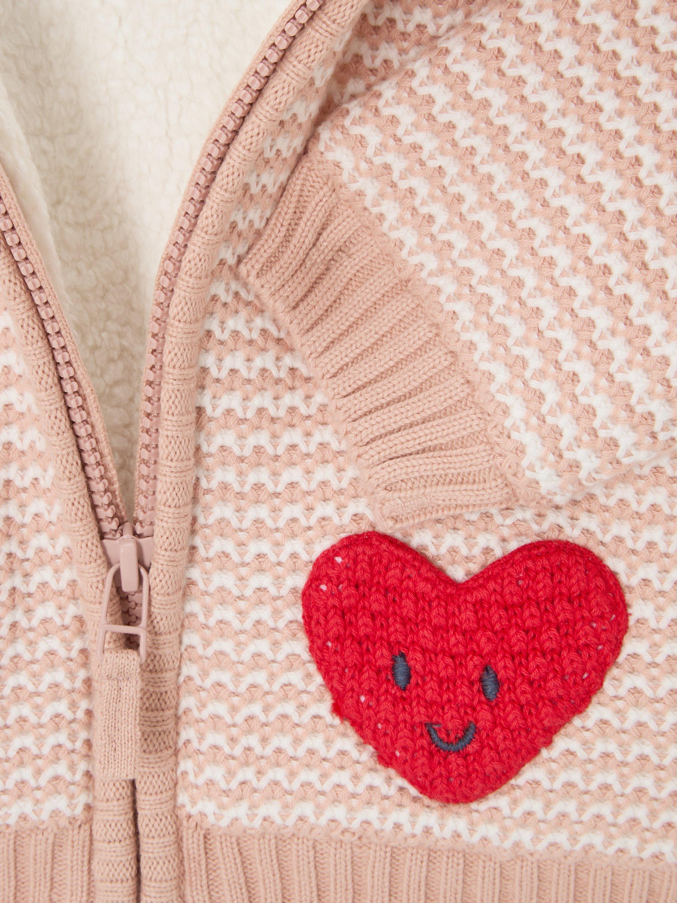 Product image 3 of 3, which shows John Lewis Baby Heart Pocket Knitted Cardigan, Pink, 0-3 months