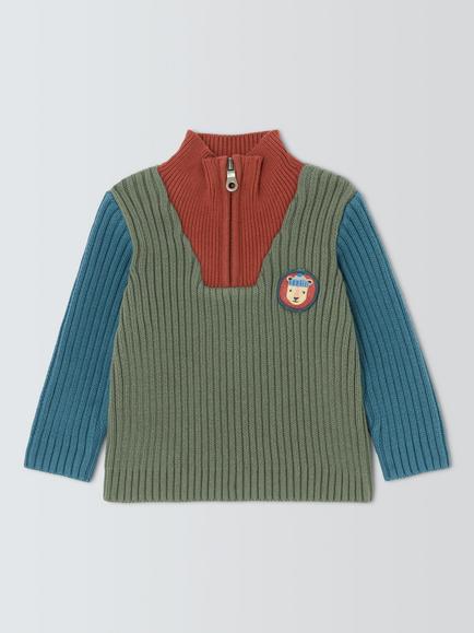John Lewis Baby Lion Zip Up Jumper, Multi, Multi