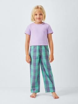 John Lewis Kids' Mix-And-Match Check Pyjama Bottoms, Purple - view 2, Purple