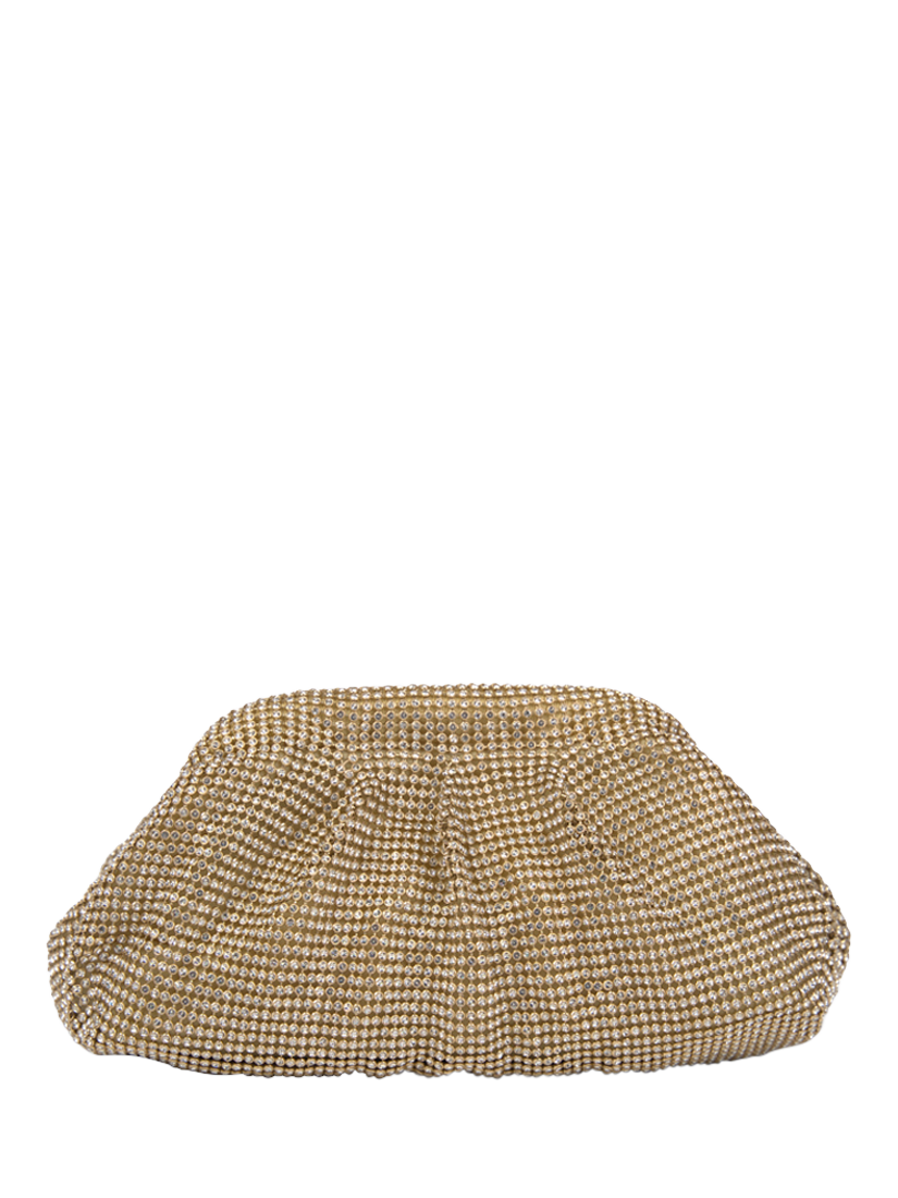 Product image 1 of 4, which shows Paradox London Dianne Ruched Clutch Bag, Gold