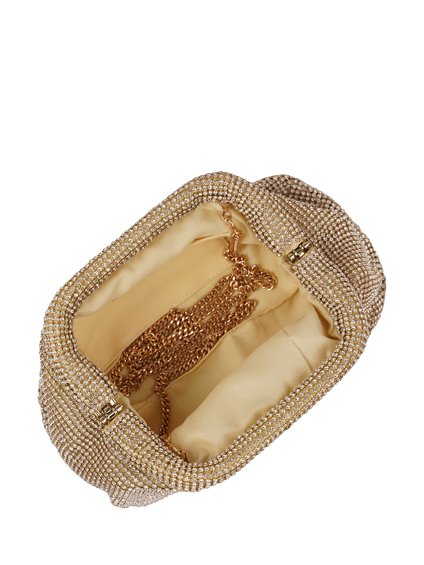 Product image 3 of 4, which shows Paradox London Dianne Ruched Clutch Bag, Gold