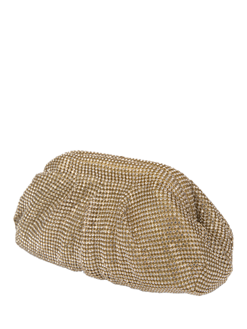 Product image 4 of 4, which shows Paradox London Dianne Ruched Clutch Bag, Gold
