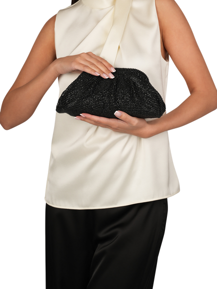 Paradox London Dianne Ruched Clutch Bag - view 2, Black