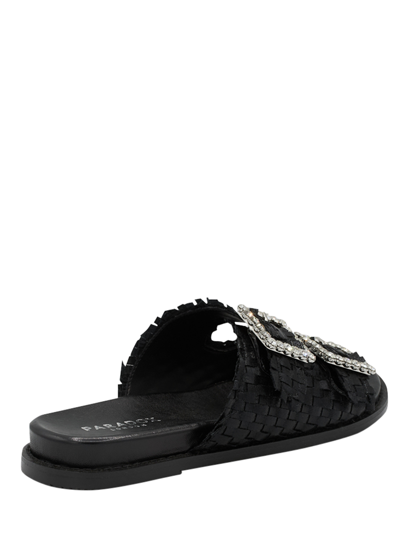 Product image 5 of 6, which shows Paradox London Verity Hand-Woven Flat Sandals, Black, 3