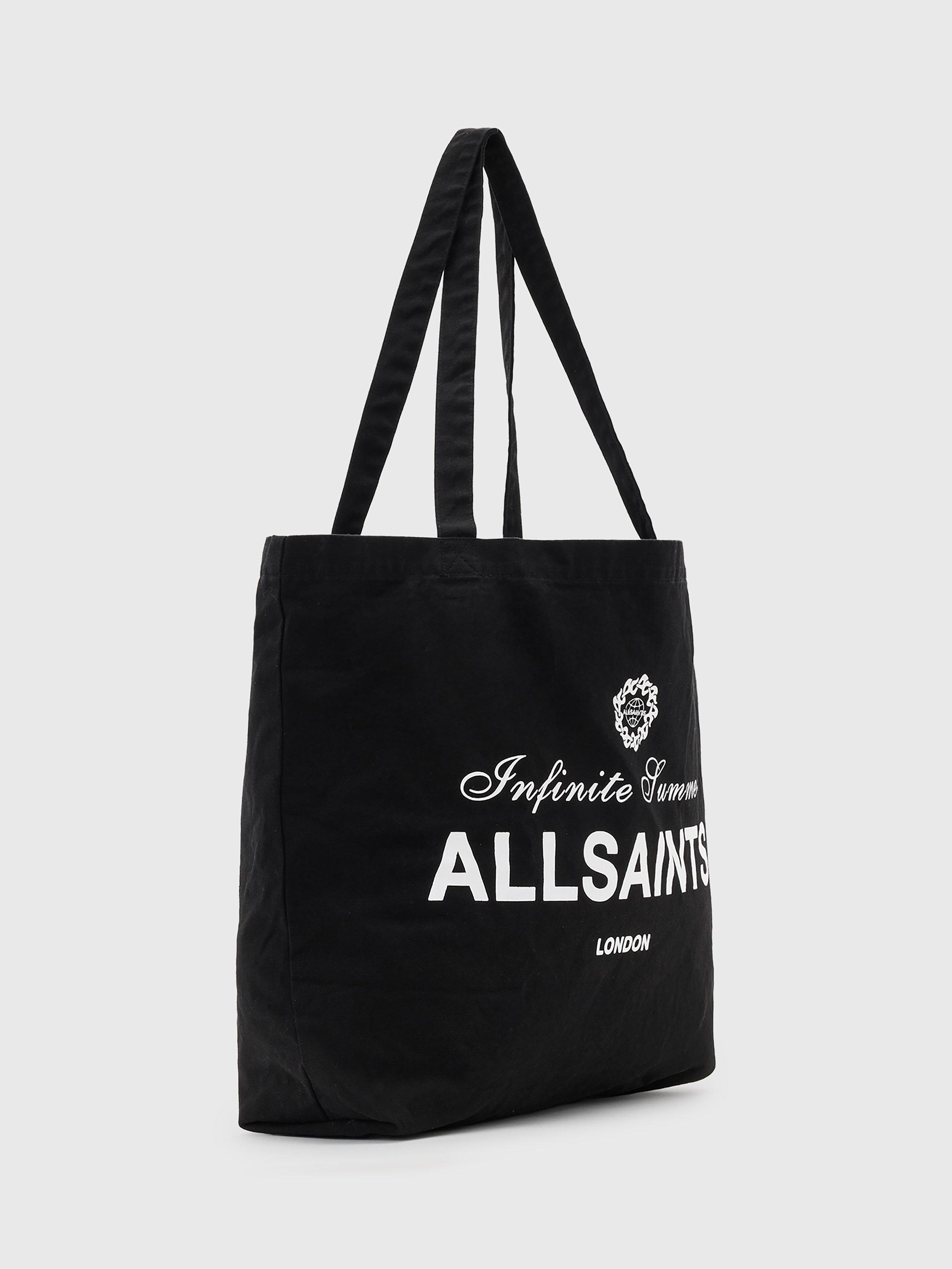 Product image 5 of 7, which shows AllSaints Soleil Grpahic Canvas Tote Bag, Washed Black