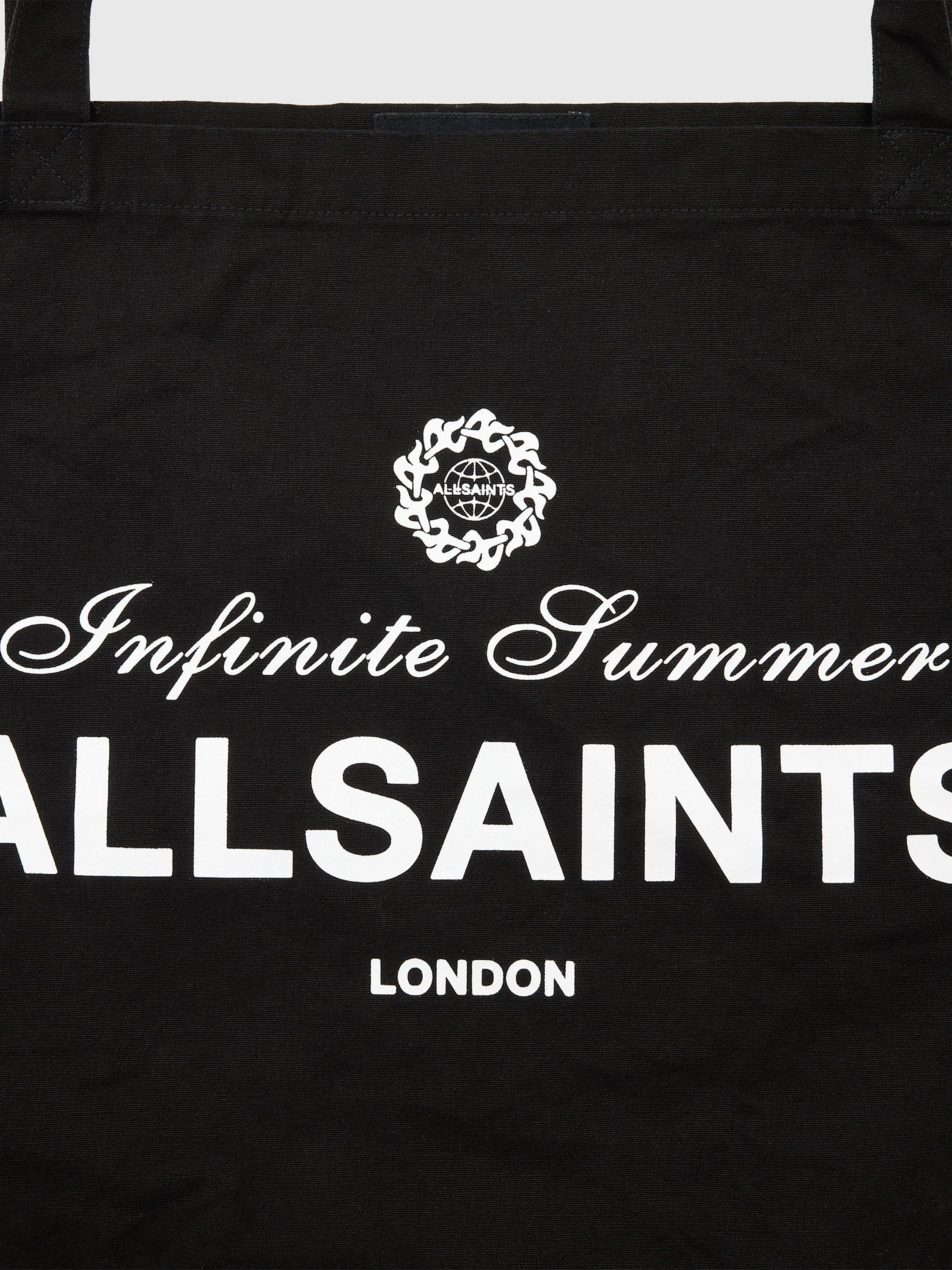 Product image 6 of 7, which shows AllSaints Soleil Grpahic Canvas Tote Bag, Washed Black