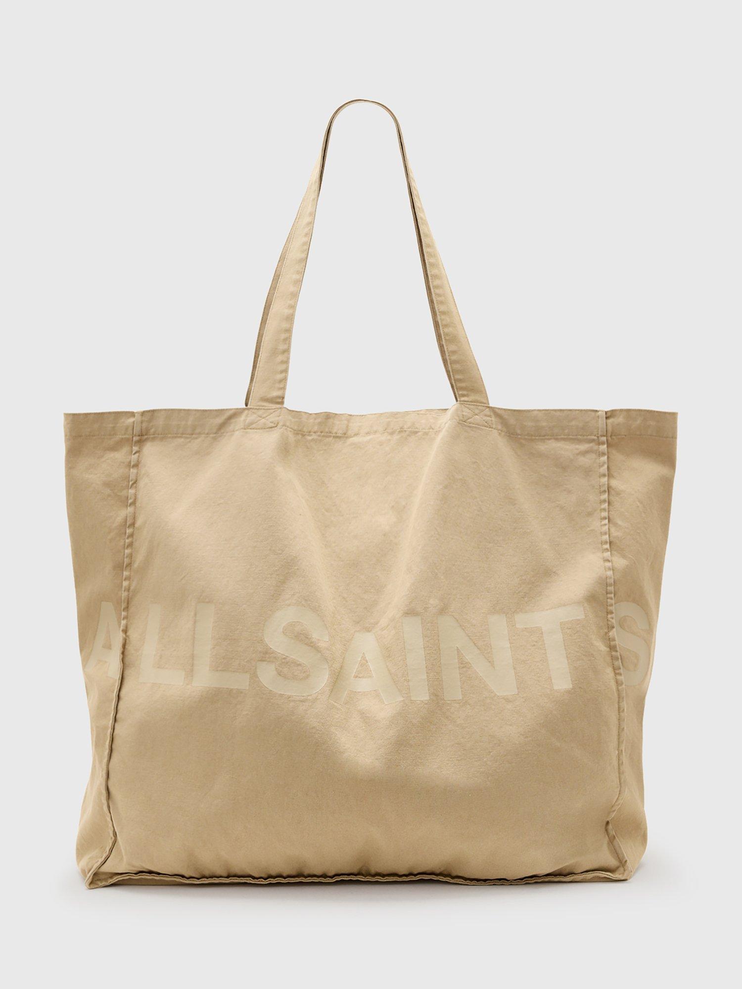Product image 1 of 7, which shows AllSaints Large Biggy Tote Bag, Light Khaki