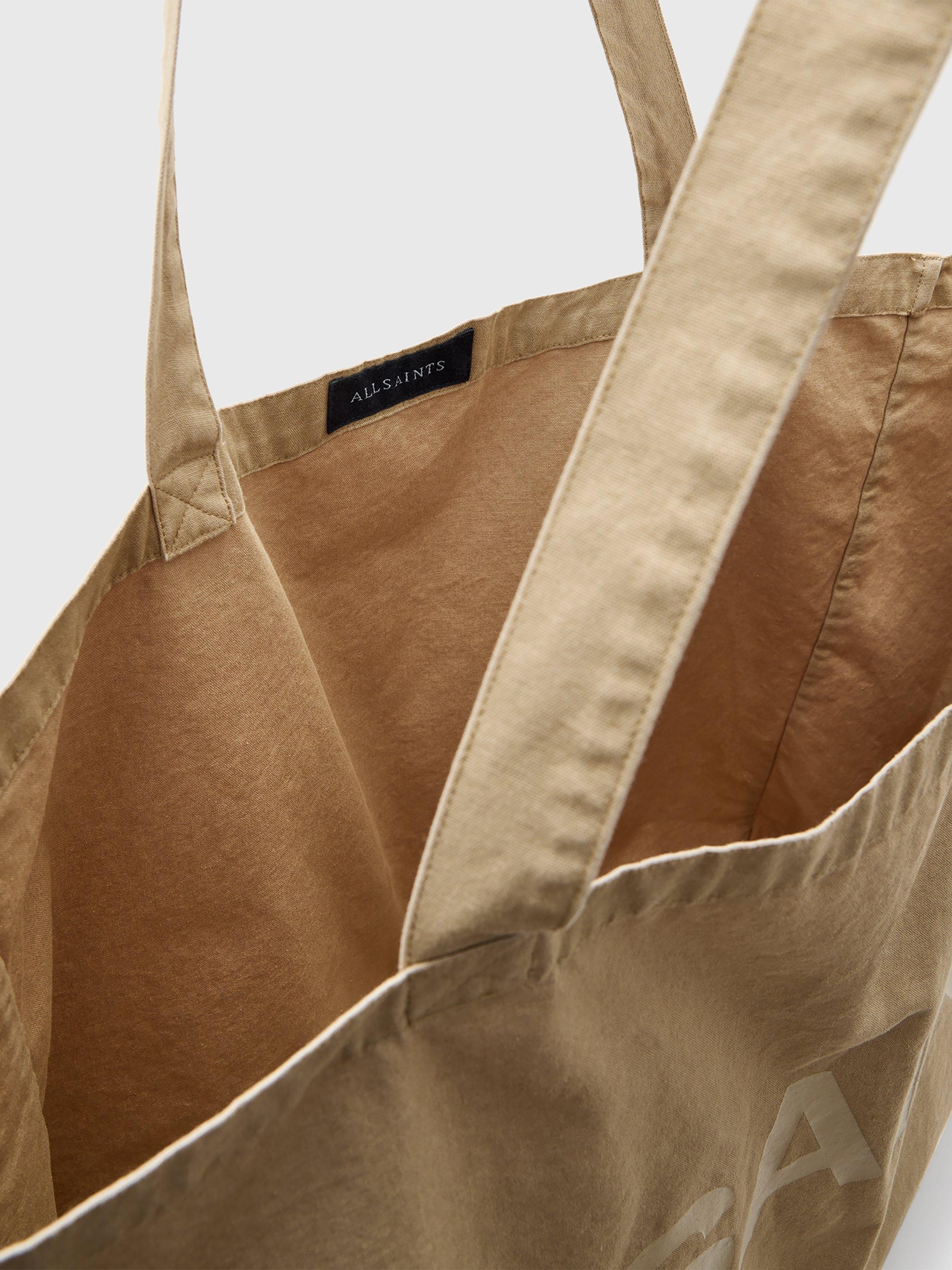 Product image 3 of 7, which shows AllSaints Large Biggy Tote Bag, Light Khaki