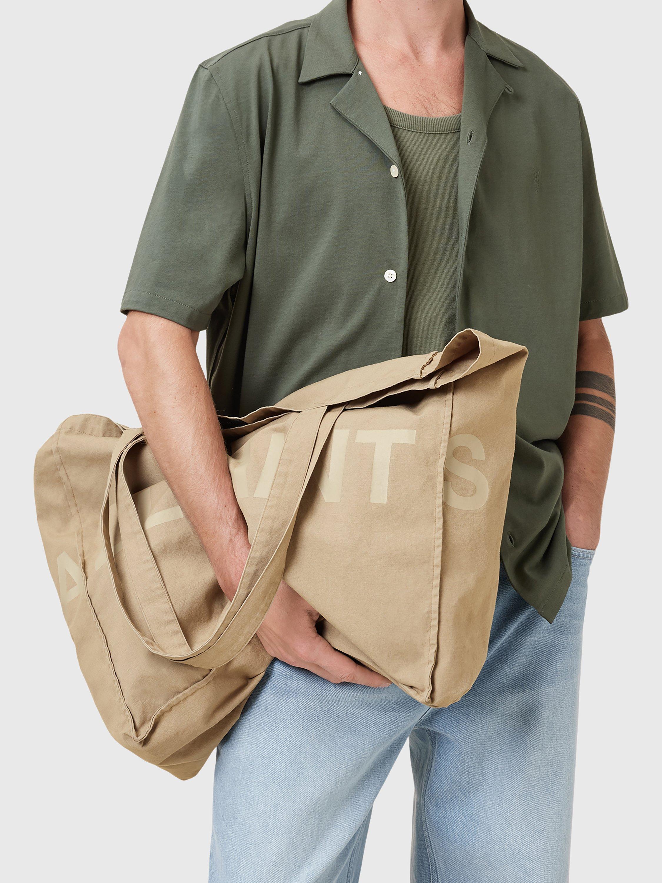 Product image 4 of 7, which shows AllSaints Large Biggy Tote Bag, Light Khaki