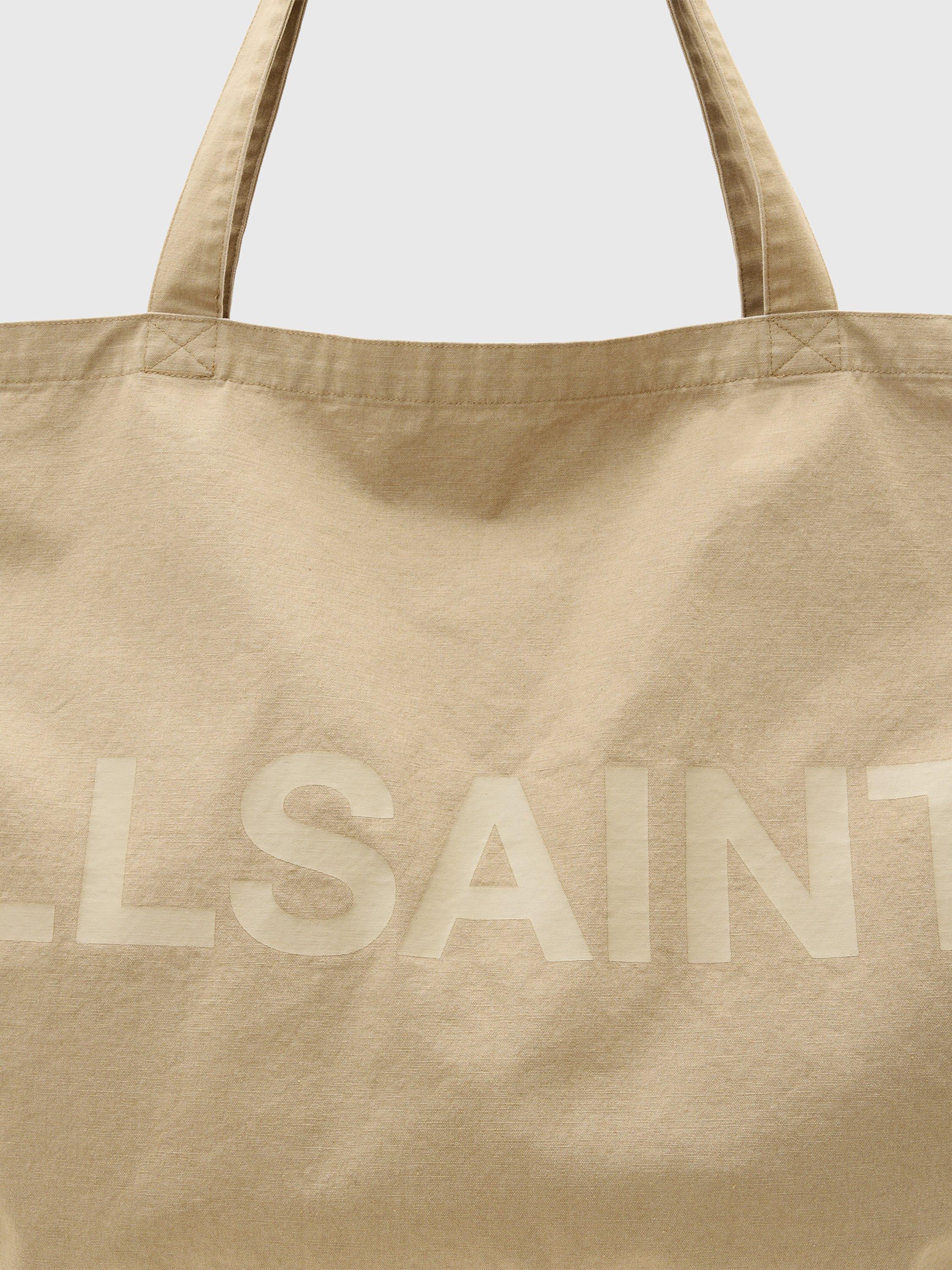 Product image 6 of 7, which shows AllSaints Large Biggy Tote Bag, Light Khaki