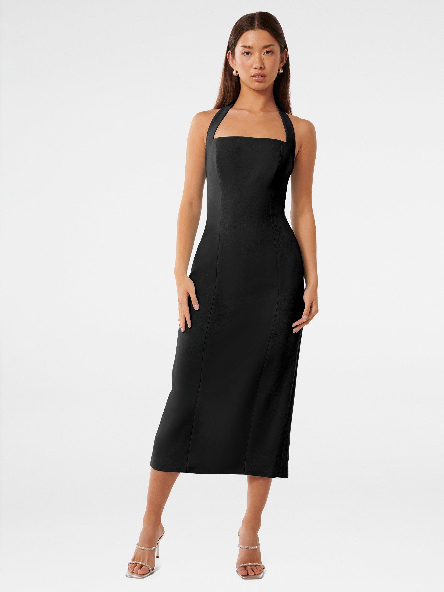 Product image 1 of 4, which shows Forever New Veronica Halterneck Bodycon Midi Dress, Black, 4
