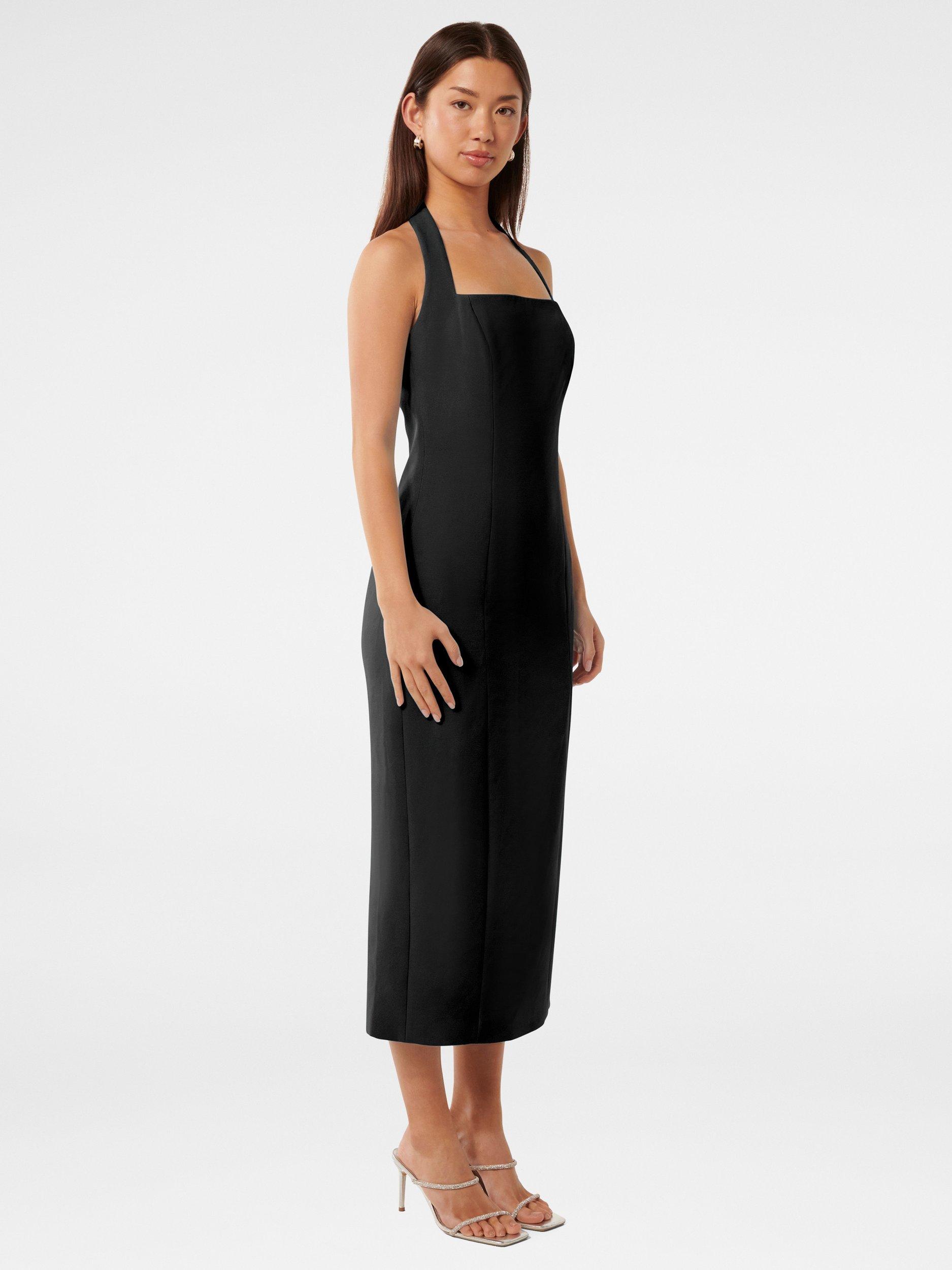 Product image 3 of 4, which shows Forever New Veronica Halterneck Bodycon Midi Dress, Black, 4