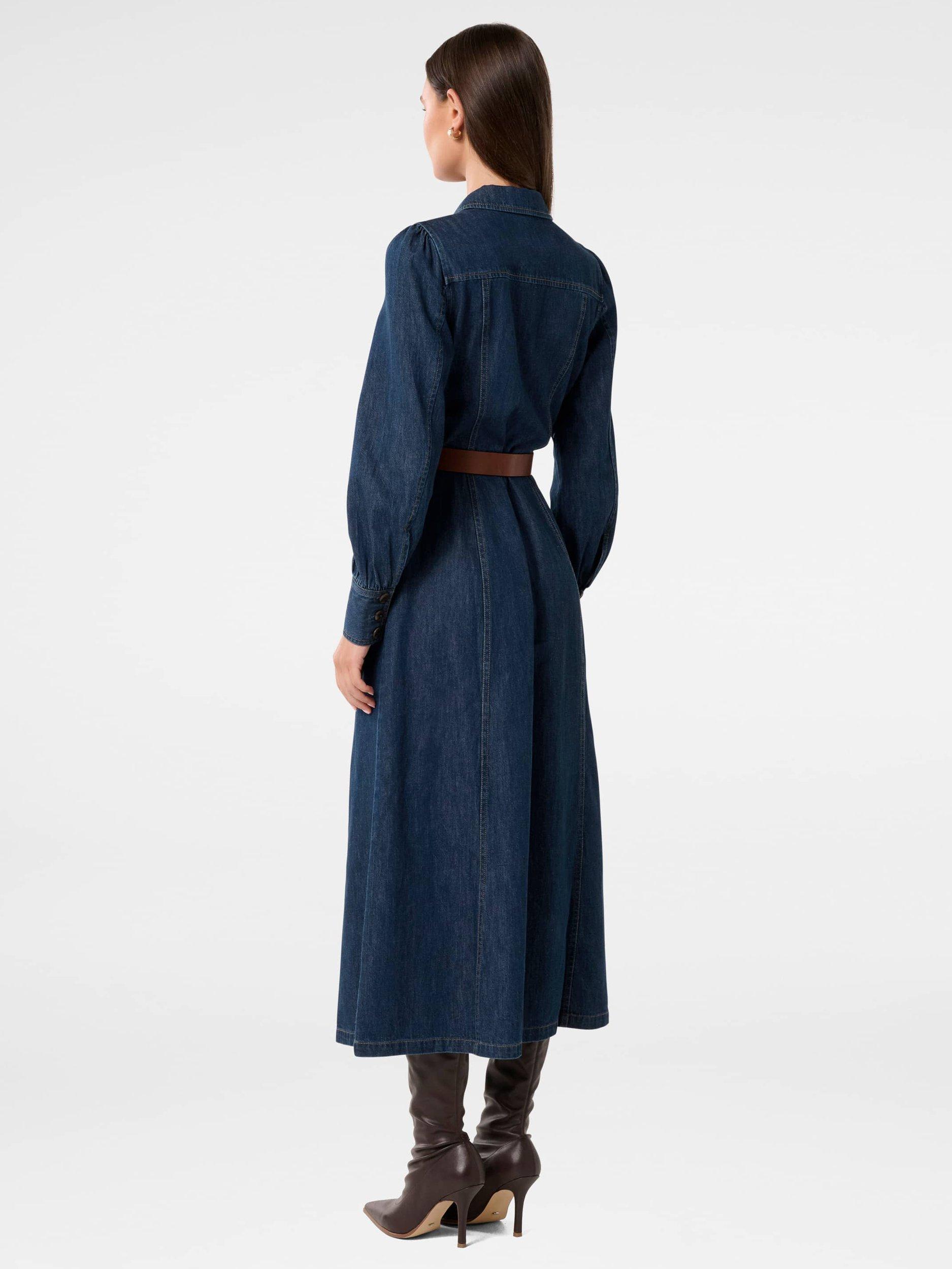 Product image 2 of 4, which shows Forever New Elizabeth Denim Shirt Dress, Dark Wash, 4