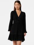 Forever New Elsa Trim High Low Mini Dress, Black, Porcelain