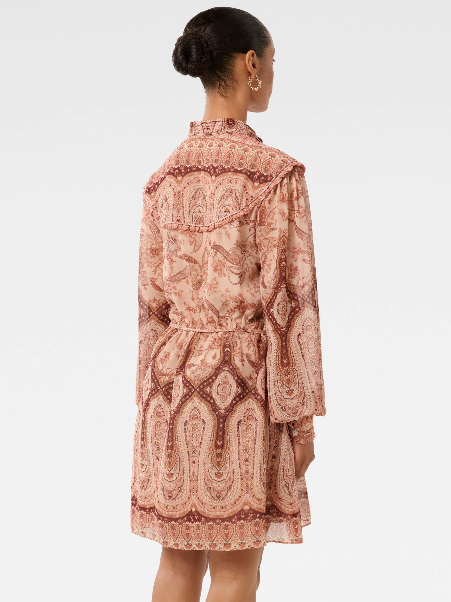 Product image 2 of 5, which shows Forever New Petite Sonny Paisley Mini Dress, Peach/Multi, 4