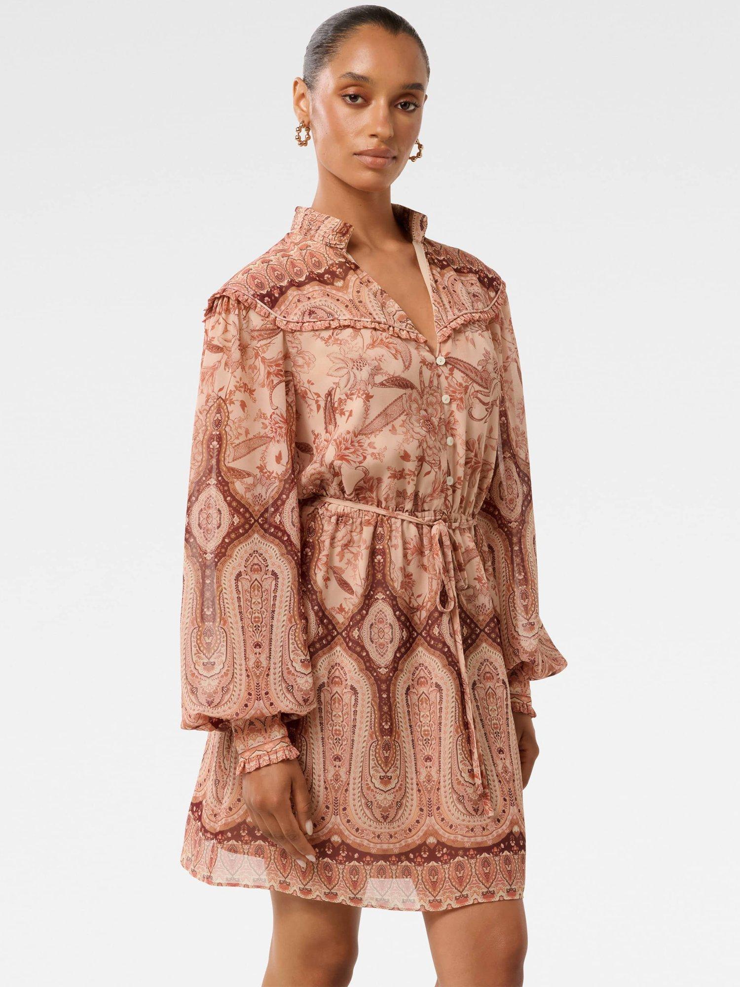 Product image 3 of 5, which shows Forever New Petite Sonny Paisley Mini Dress, Peach/Multi, 4