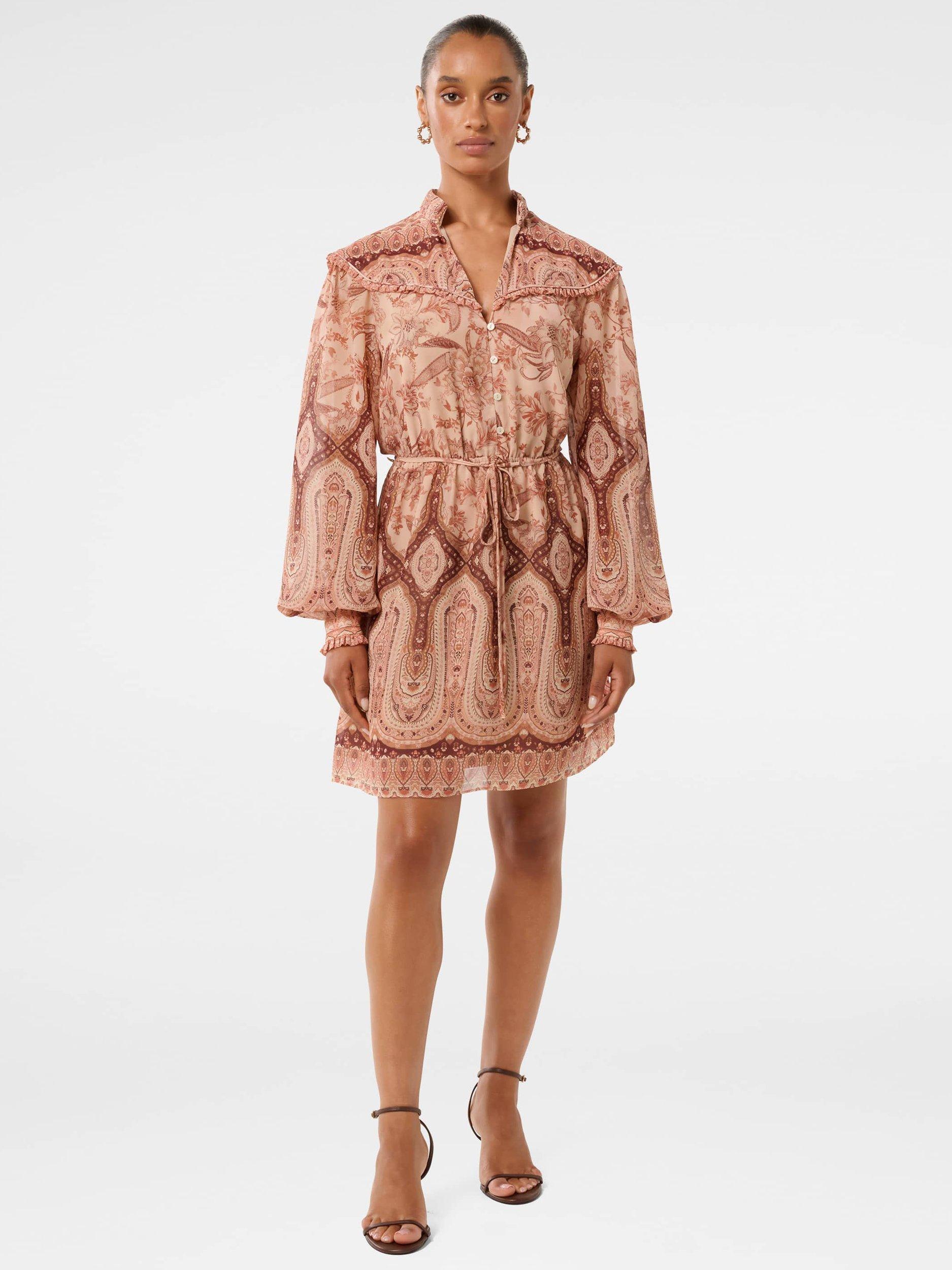 Product image 5 of 5, which shows Forever New Petite Sonny Paisley Mini Dress, Peach/Multi, 4