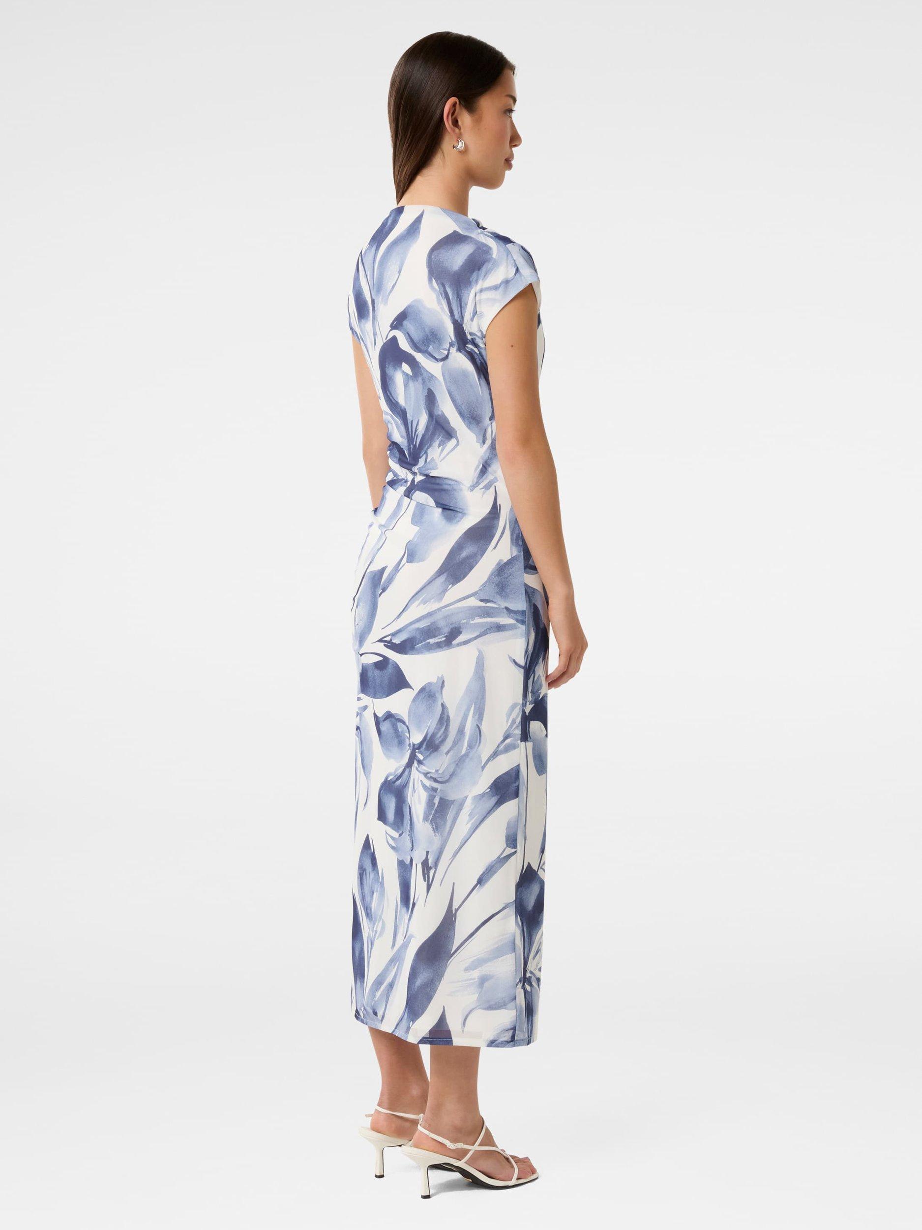 Product image 2 of 4, which shows Forever New Emery Ruched Mesh Dress, Blue/Multi, 4