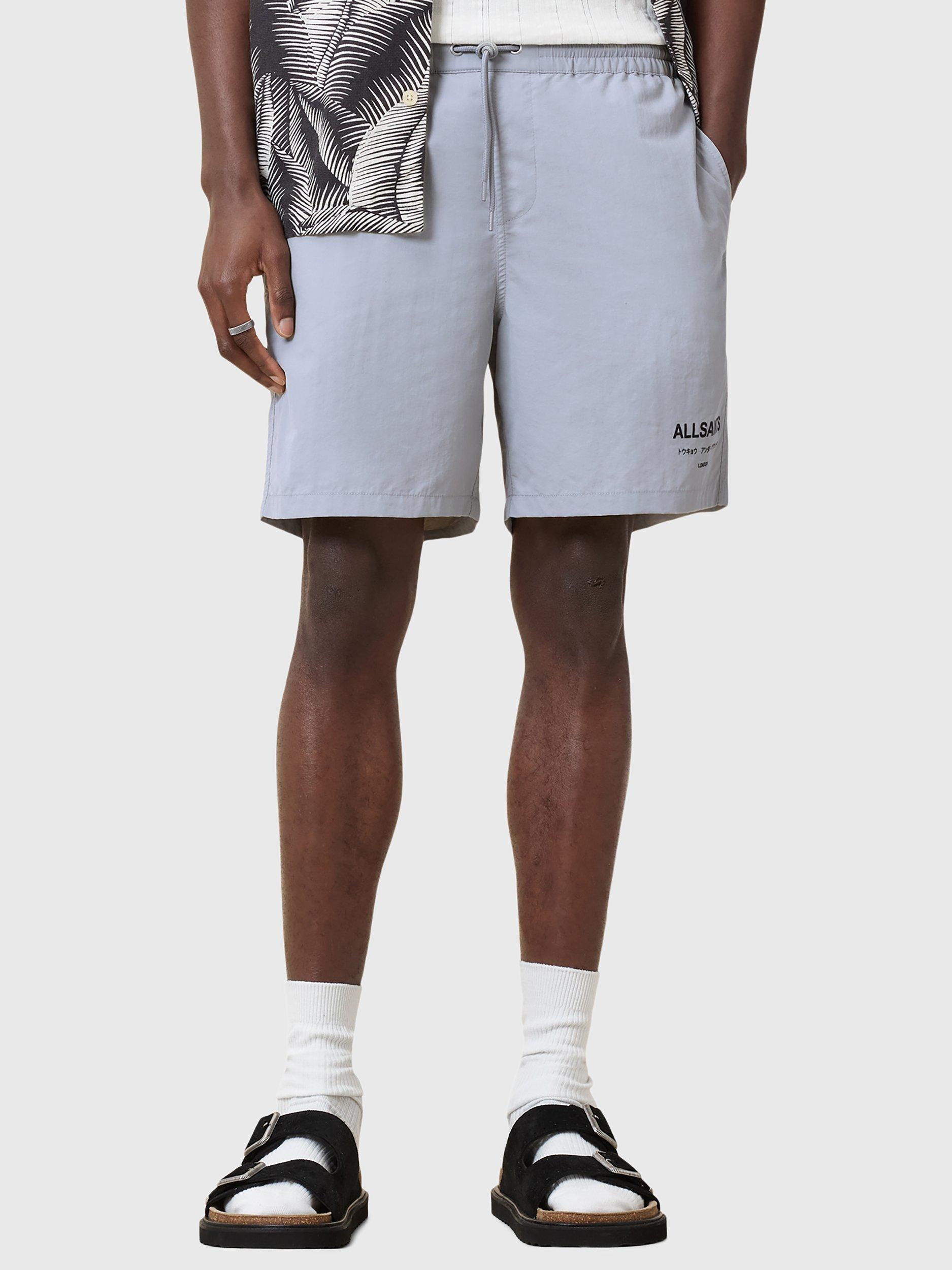 Product image 1 of 10, which shows AllSaints Underground Swim Shorts, Machine Grey, XS