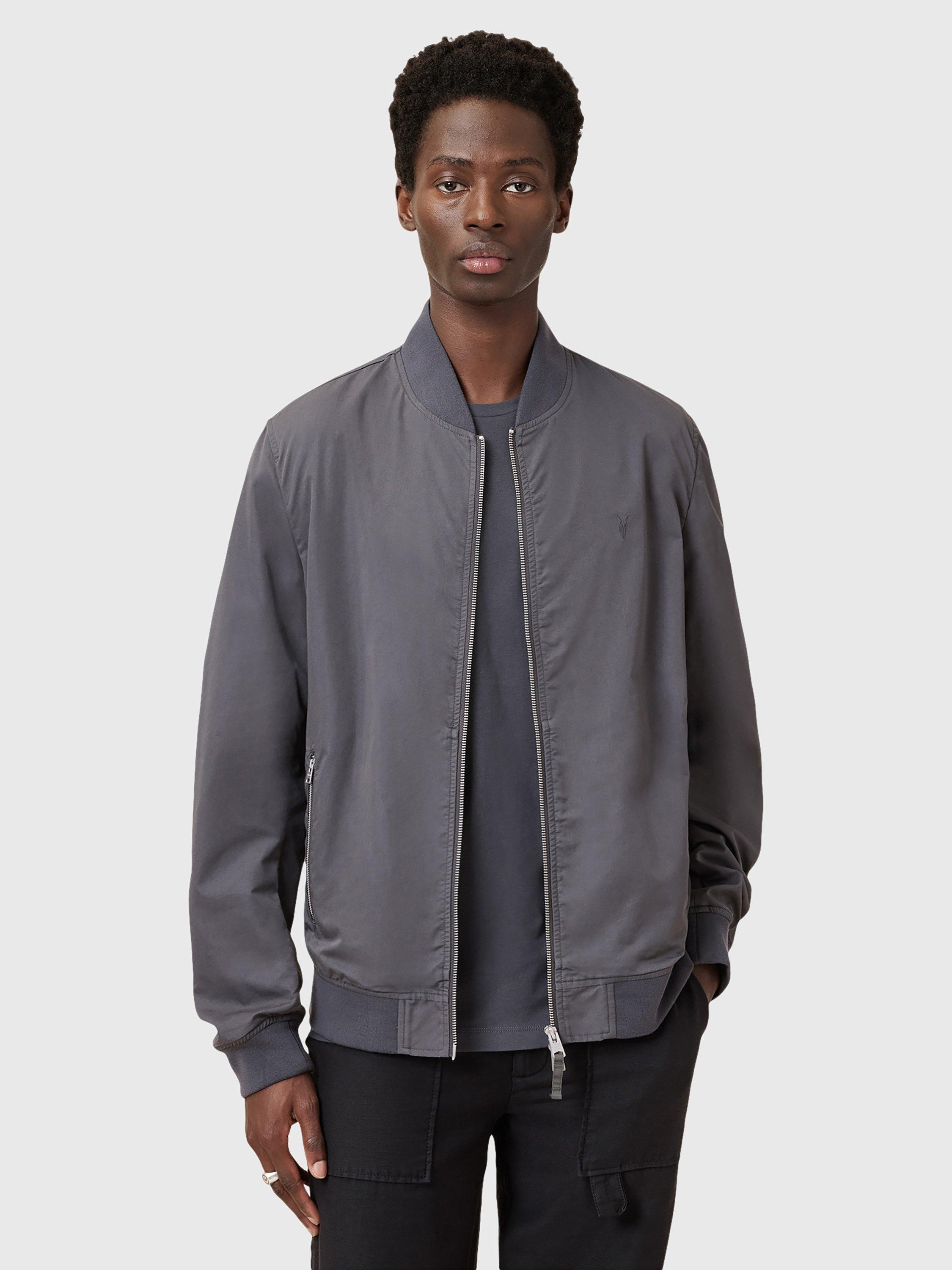 Product image 1 of 9, which shows AllSaints Bassett Bomber Jacket, Pillar Grey, L