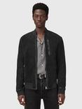 AllSaints Kemble Suede Bomber Jacket, Black