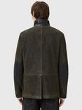 AllSaints Survey Brushed Leather Blazer, Green Mid