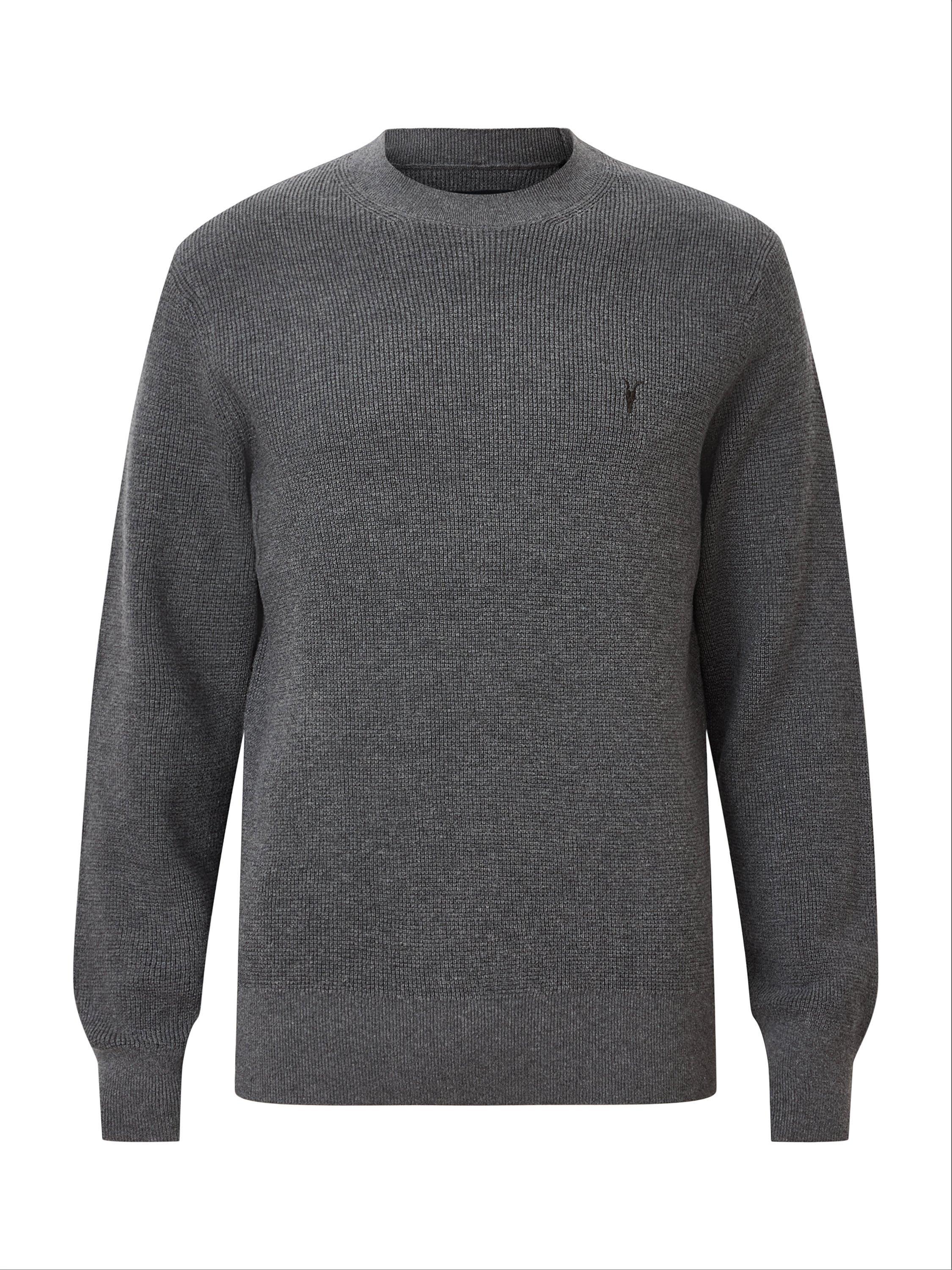 Product image 4 of 7, which shows AllSaints Aspen Organic Cotton Rich Jumper, Monument Grey, XS