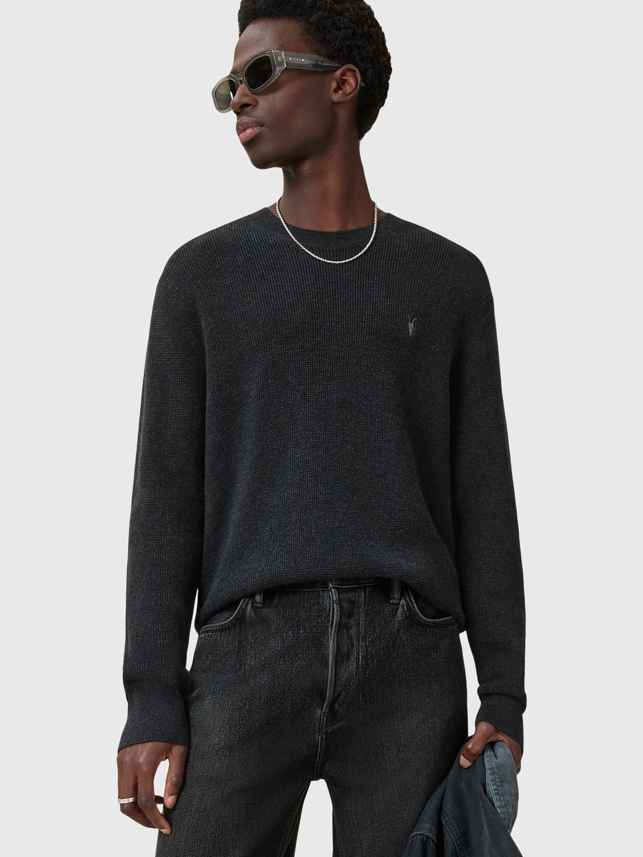 Product image 6 of 7, which shows AllSaints Aspen Organic Cotton Rich Jumper, Cinder Black, XS