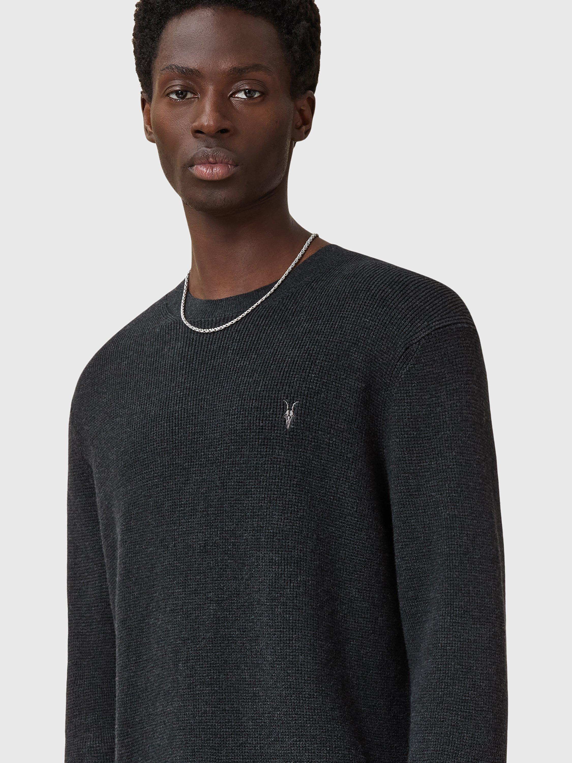 Product image 7 of 7, which shows AllSaints Aspen Organic Cotton Rich Jumper, Cinder Black, XS