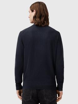 AllSaints Kilburn Wool Blend Zip Funnel Neck Jumper, Navy - view 2, Navy