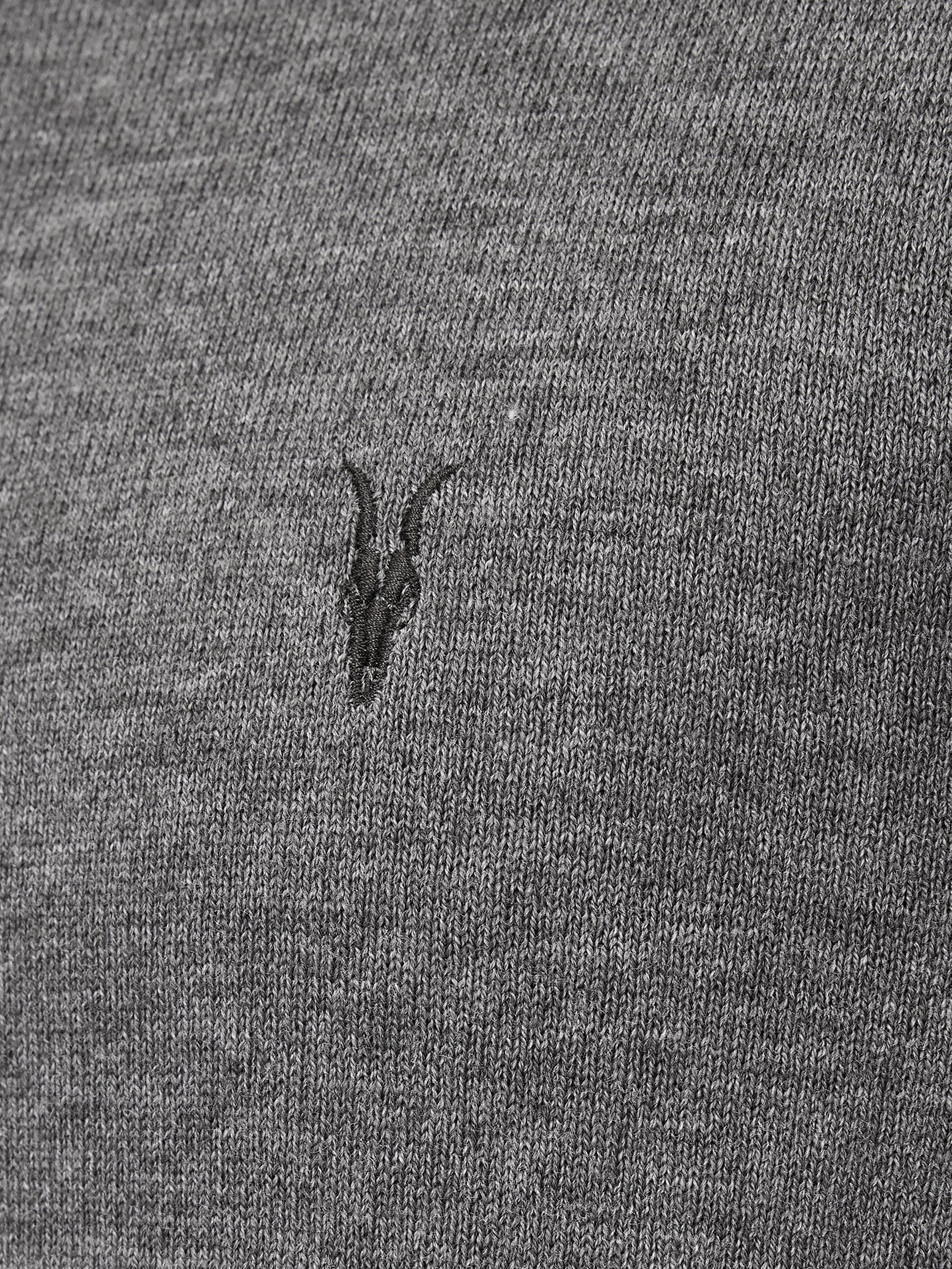 Product image 7 of 7, which shows AllSaints Kilburn Wool Blend Zip Funnel Neck Jumper, Monument Grey, L