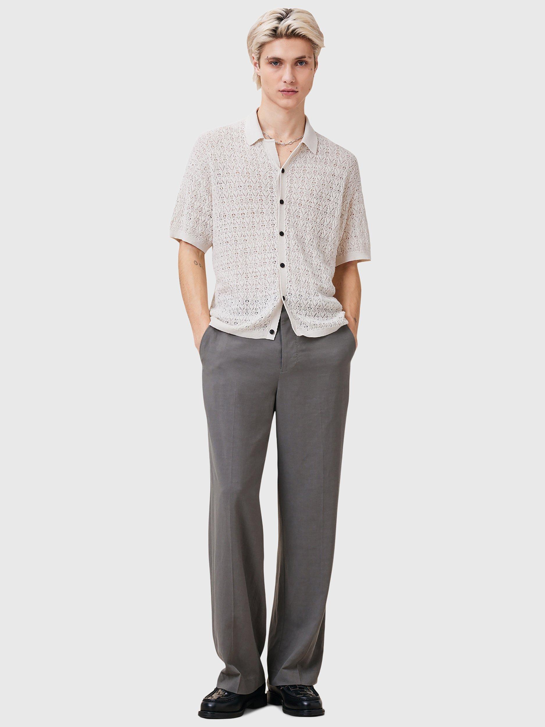 Product image 3 of 7, which shows AllSaints Loire Cotton Linen Blend Cardigan, Ecru, L