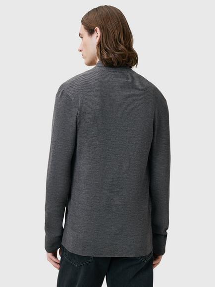 AllSaints Mode Merino Wool Open Cardigan - view 2, Monument Grey