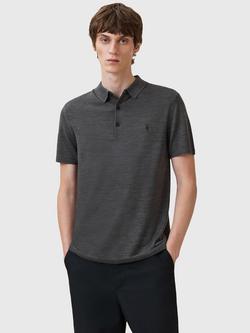 AllSaints Mode Merino Wool Short Sleeve Polo Shirt, Monument Grey
