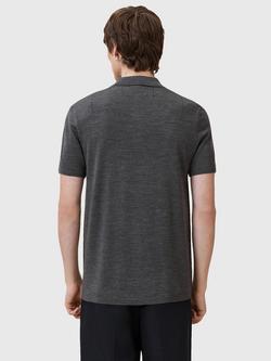 AllSaints Mode Merino Wool Short Sleeve Polo Shirt - view 2, Monument Grey