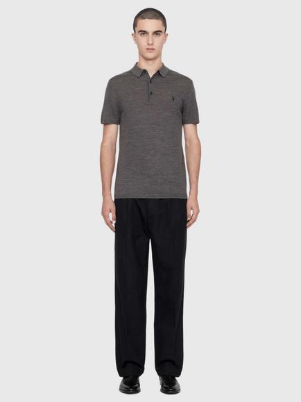AllSaints Mode Merino Wool Short Sleeve Polo Shirt - view 2, Monument Grey