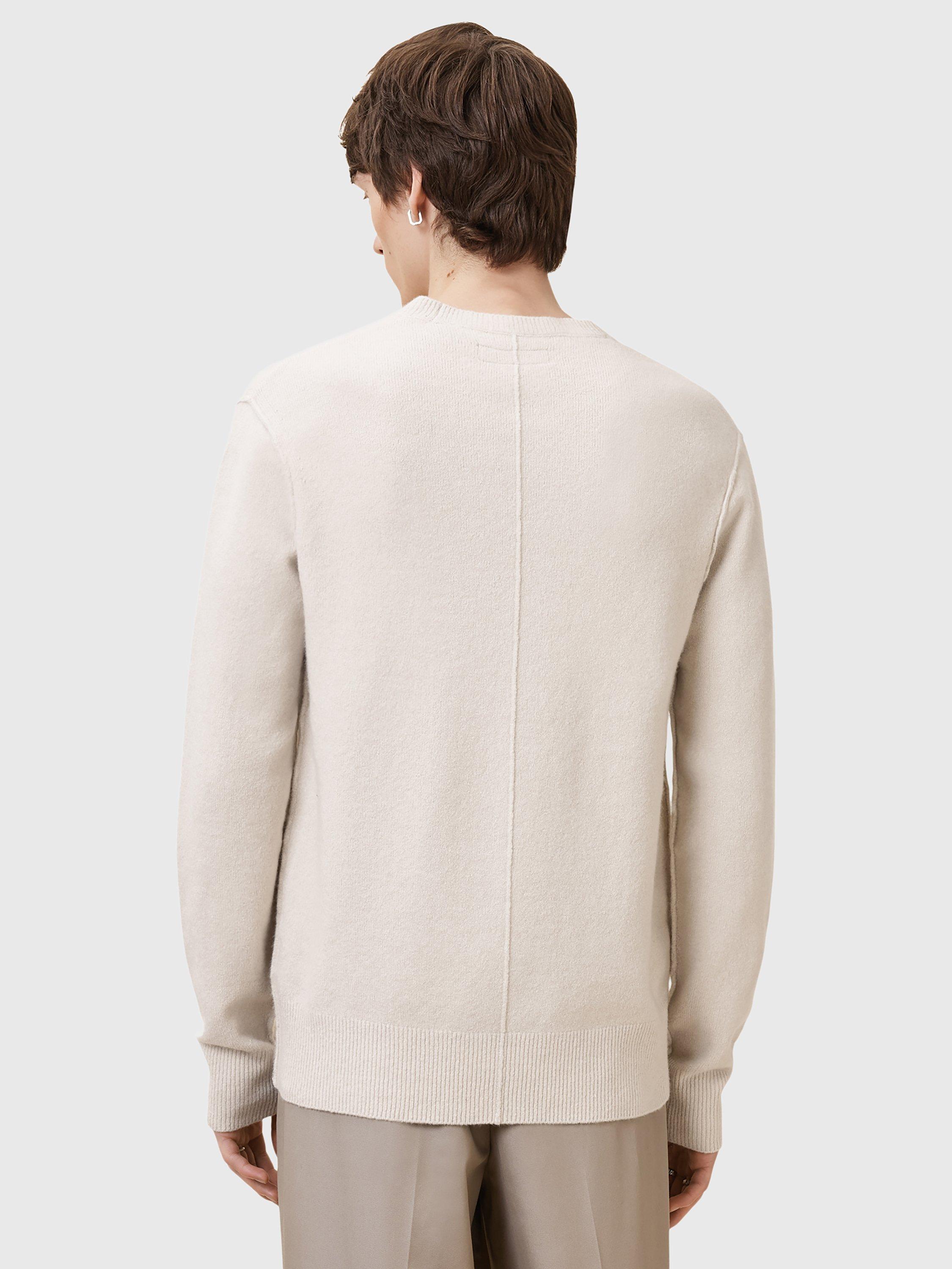 Product image 2 of 9, which shows AllSaints Statten Regular Fit Crew Neck Jumper, Cloudy White, L