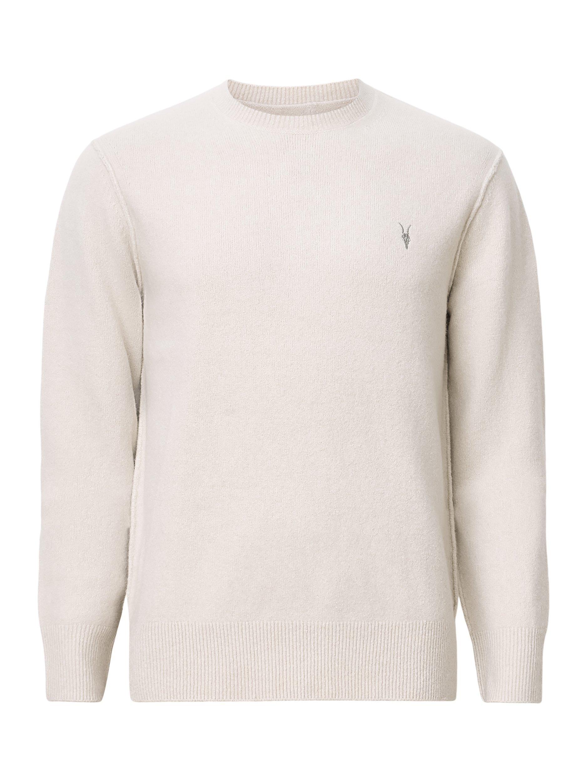 Product image 4 of 9, which shows AllSaints Statten Regular Fit Crew Neck Jumper, Cloudy White, L