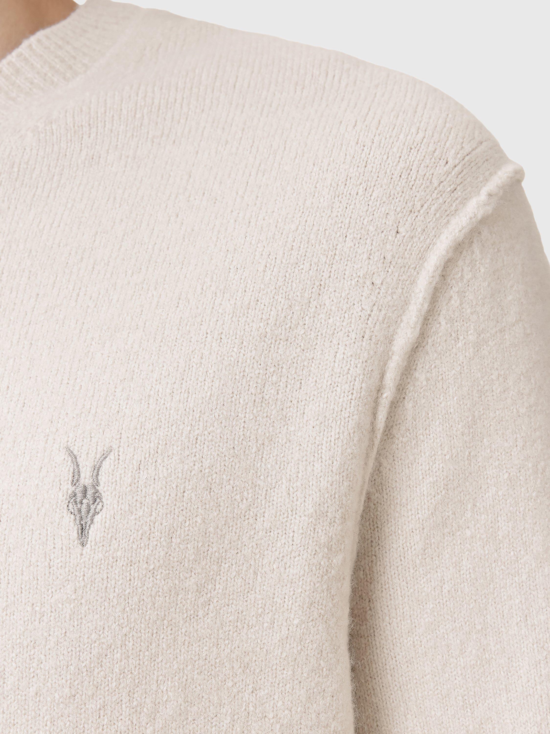 Product image 7 of 9, which shows AllSaints Statten Regular Fit Crew Neck Jumper, Cloudy White, L
