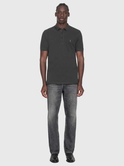 AllSaints Reform Slim Fit Cotton Polo Shirt - view 2, Carter Grey