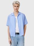 AllSaints Arran Loose Fit Stripe Shirt, Areo Blue