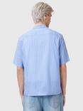 AllSaints Arran Loose Fit Stripe Shirt, Areo Blue