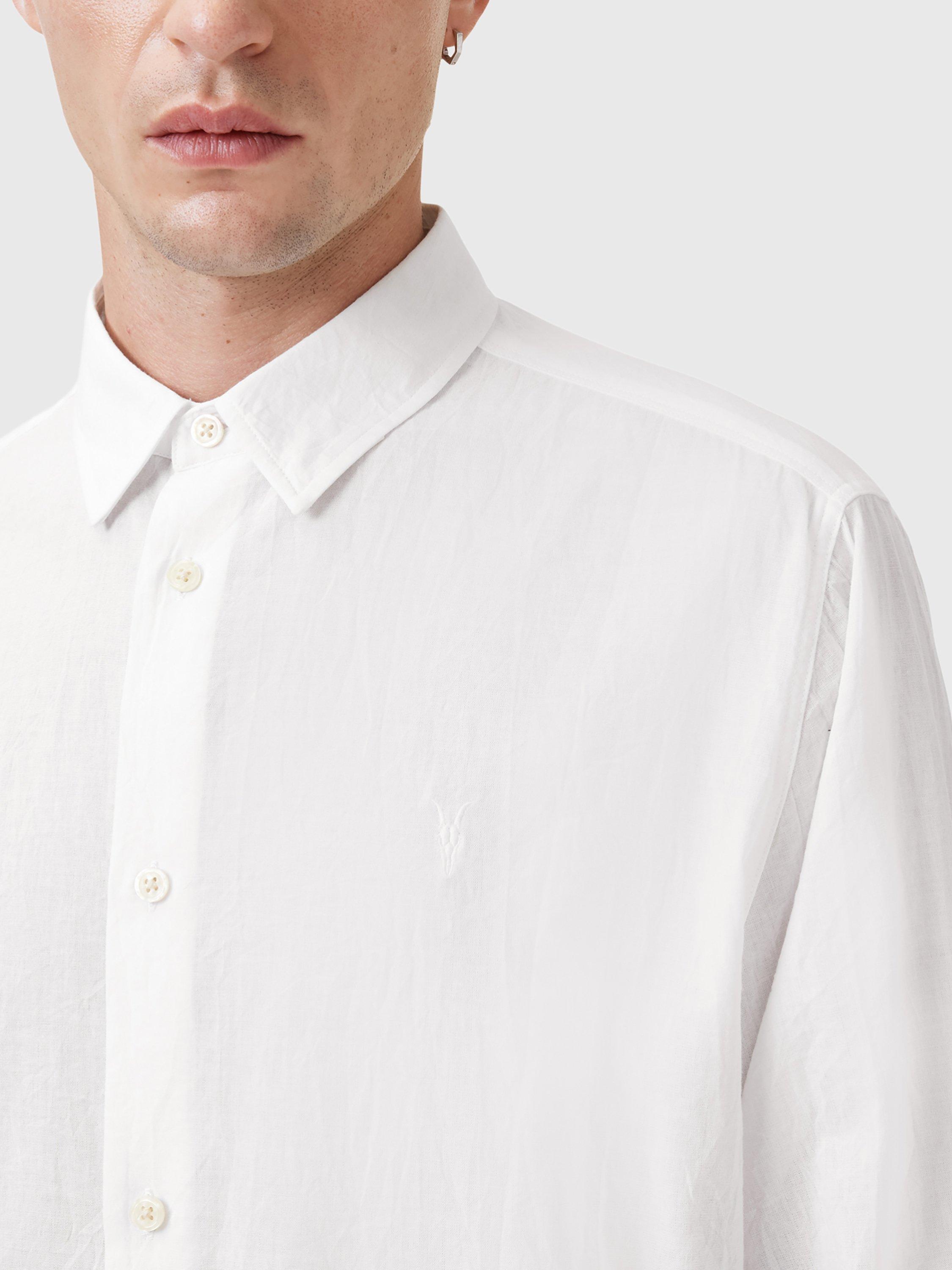 Product image 5 of 7, which shows AllSaints Cassis Organic Cotton Loose Fit Shirt, White, L