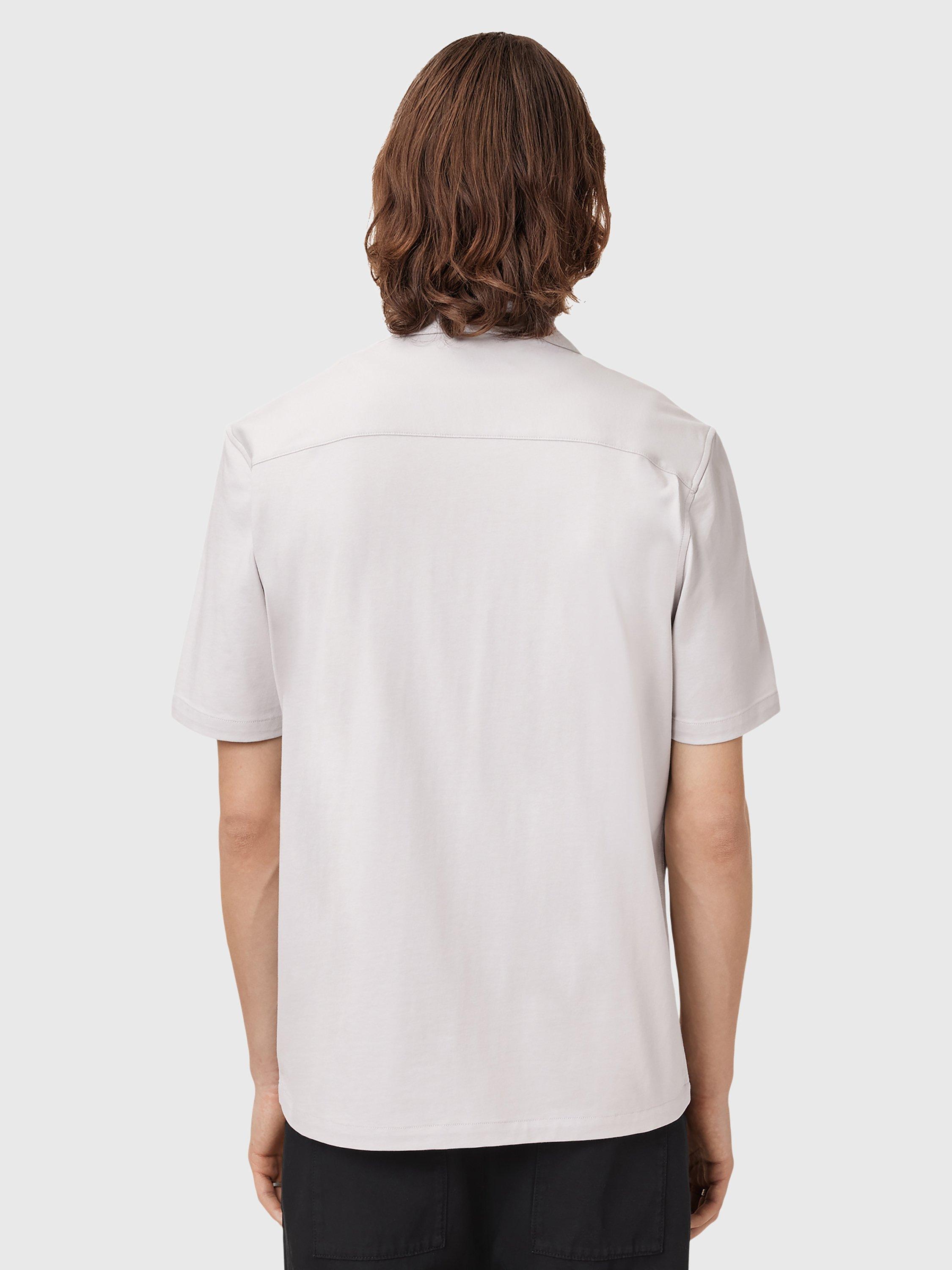Product image 2 of 6, which shows AllSaints Hudson Loose Fit Revere Collar Shirt, Cloudy Grey, L
