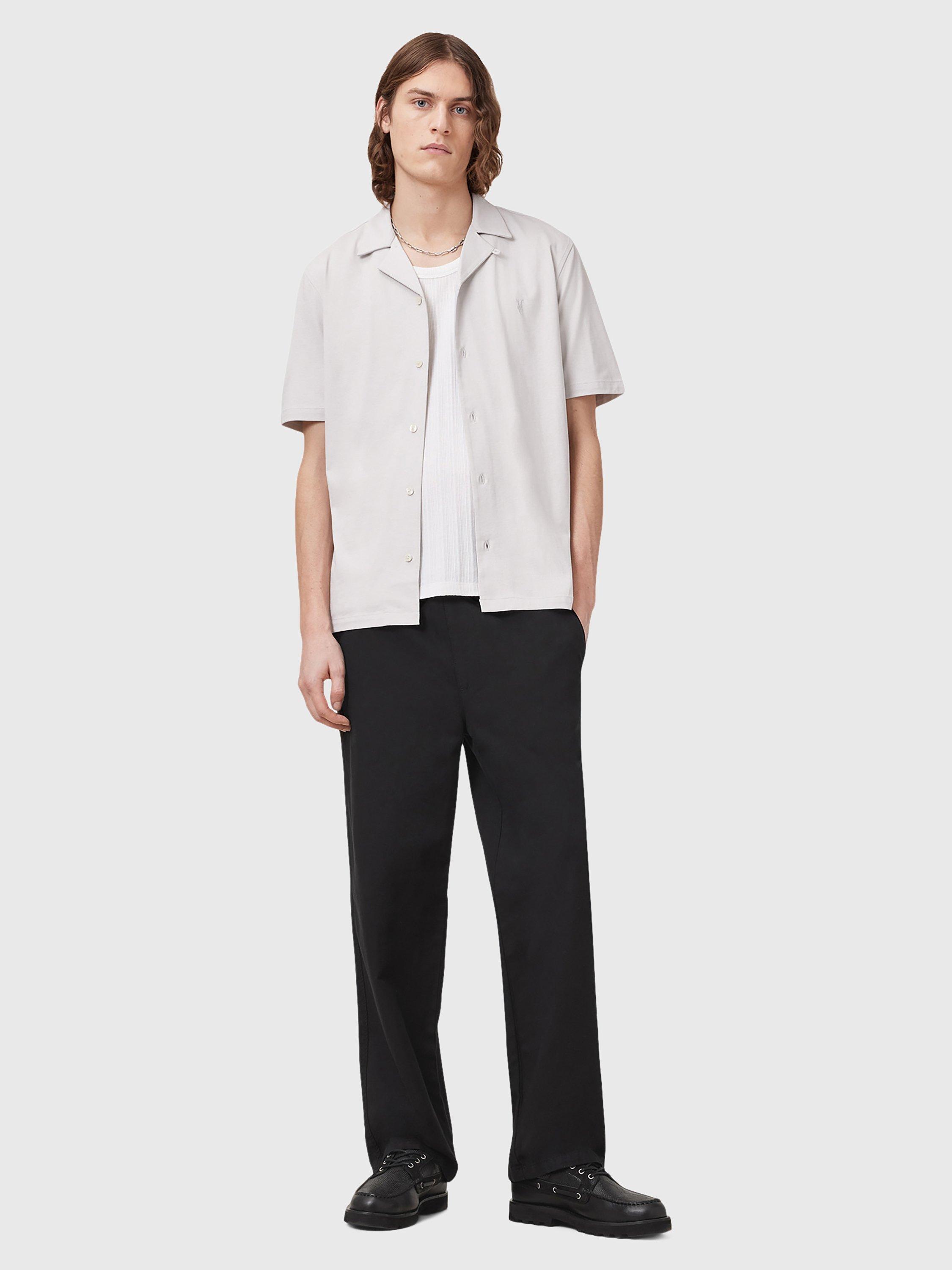 Product image 3 of 6, which shows AllSaints Hudson Loose Fit Revere Collar Shirt, Cloudy Grey, L