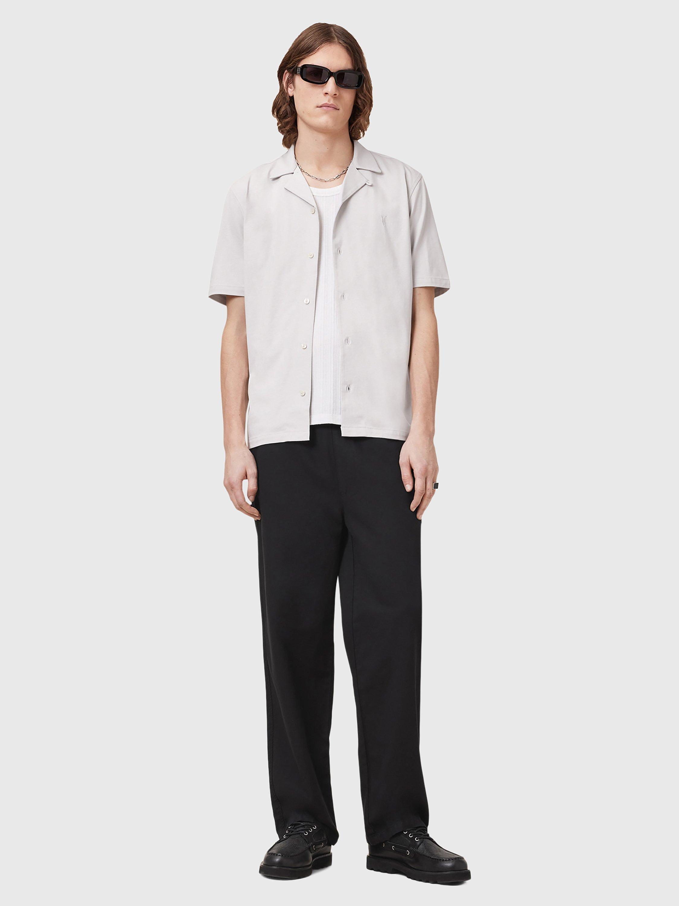 Product image 6 of 6, which shows AllSaints Hudson Loose Fit Revere Collar Shirt, Cloudy Grey, L