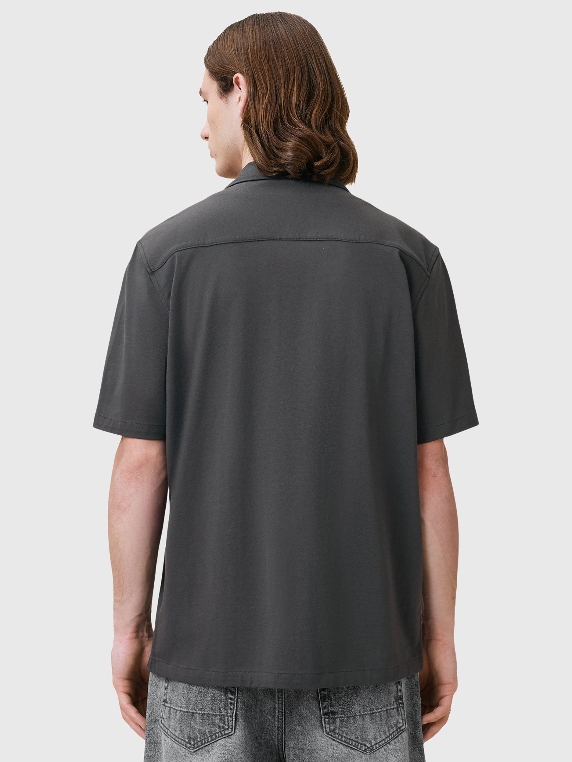 Product image 2 of 7, which shows AllSaints Hudson Organic Cotton Relaxed Fit Shirt, Carter Grey, XS
